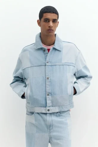 Giacca in denim a quadri patchwork