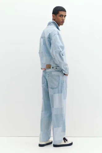 Giacca in denim a quadri patchwork