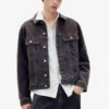 Giacca trucker in denim floccato Giacca trucker in denim floccato