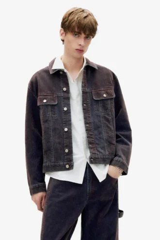 Giacca trucker in denim floccato