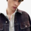 Giacca trucker in denim floccato Giacca trucker in denim floccato