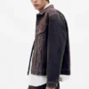 Giacca trucker in denim floccato Giacca trucker in denim floccato