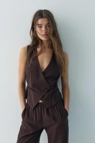 Gilet in misto lino rustico