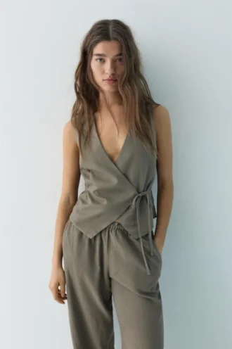 Gilet in misto lino rustico