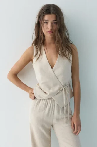 Gilet in misto lino rustico