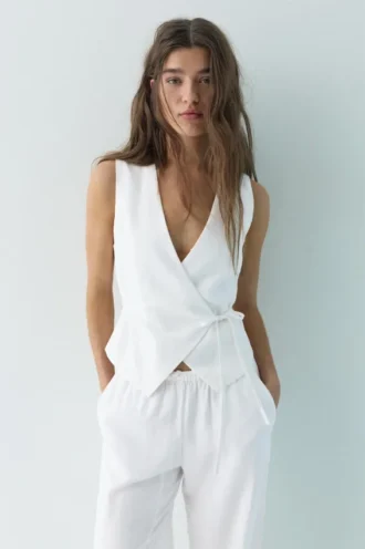 Gilet in misto lino rustico
