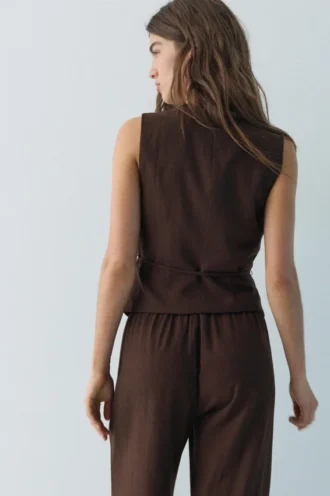 Gilet in misto lino rustico