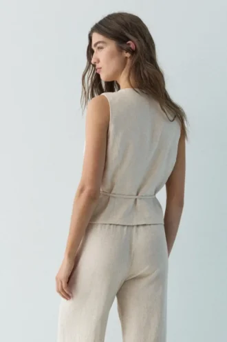 Gilet in misto lino rustico