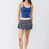 Gonna-pantaloncino a quadri con volant Gonna-pantaloncino a quadri con volant