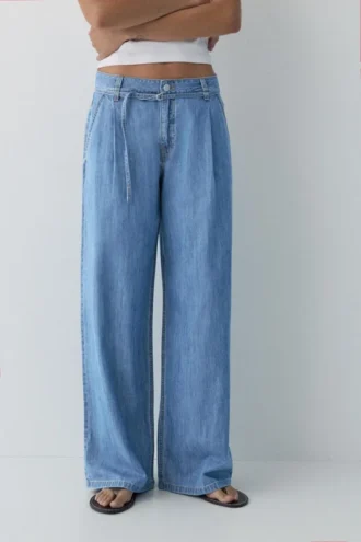 Jeans a gamba larga con coulisse