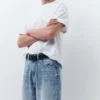 Jeans a gamba larga con stampa a stelle