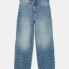 Jeans a gamba larga con stampa a stelle