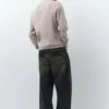 Jeans a gamba larga con vita a contrasto