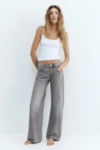 Jeans a vita bassa a gamba dritta