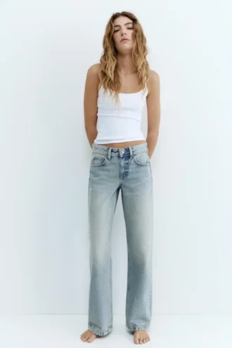 Jeans a vita bassa a gamba dritta