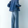 Jeans baggy a gamba dritta con strass Jeans baggy a gamba dritta con strass