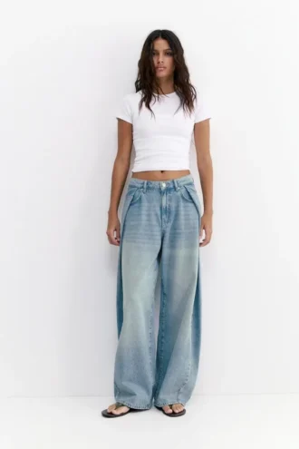 Jeans baggy a palloncino con pieghe