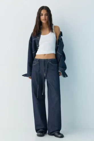 Jeans larghi con coulisse