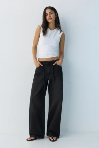 Jeans larghi con coulisse