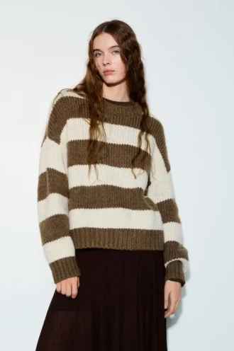 Maglione a righe in maglia grossa