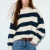 Maglione a righe in maglia grossa