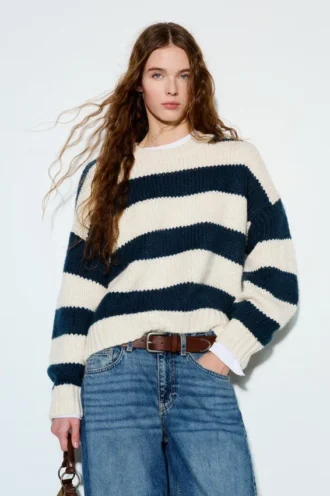 Maglione a righe in maglia grossa
