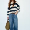 Maglione a righe in maglia grossa