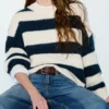 Maglione a righe in maglia grossa