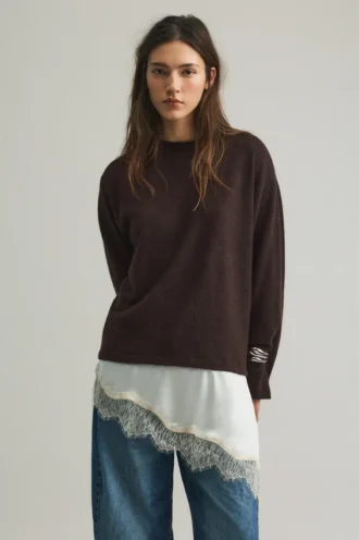 Maglione in pizzo combinato