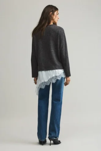 Maglione in pizzo combinato
