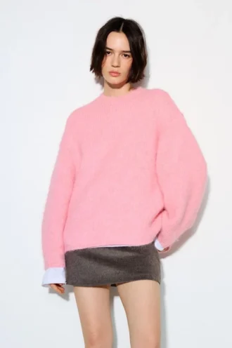 Maglione rosa a girocollo