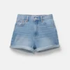 Pantaloncini mom in denim con risvolto Pantaloncini mom in denim con risvolto