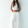 Pantaloni a cavallo basso con elastico in vita Pantaloni a cavallo basso con elastico in vita