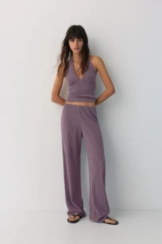 Pantaloni a gamba dritta in crêpe