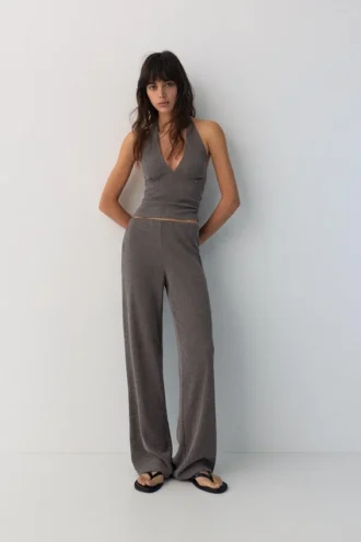 Pantaloni a gamba dritta in crêpe