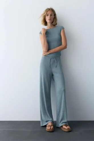 Pantaloni a gamba larga in crêpe