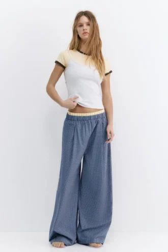 Pantaloni a quadri in stile pigiama con pinces