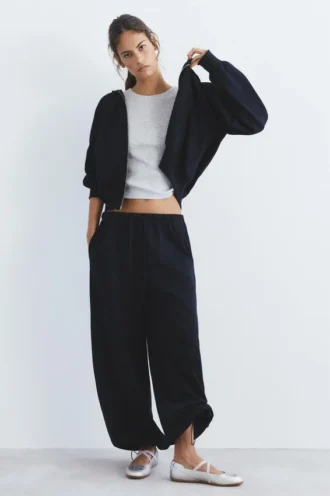 Pantaloni da tuta a gamba larga con orlo regolabile