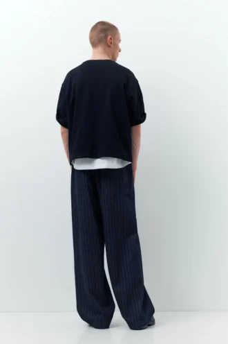 Pantaloni jogger in denim a righe