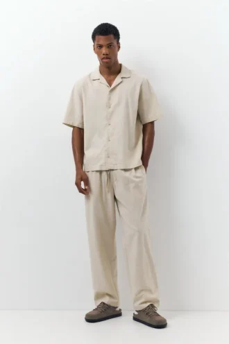 Pantaloni jogger in misto lino