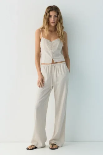 Pantaloni jogger in misto lino