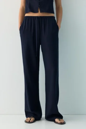 Pantaloni jogger in misto lino