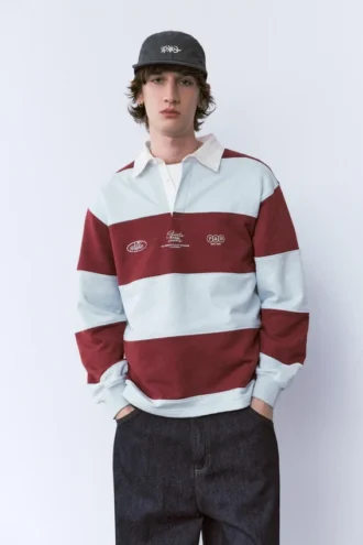 Polo a maniche lunghe a righe