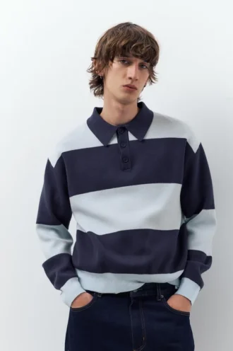 Polo in maglia a pannelli