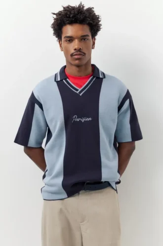 Polo in maglia a righe ricamata Polo in maglia a righe ricamata