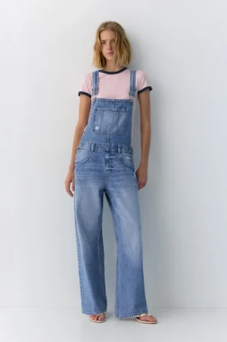 Salopette lunga in denim Salopette lunga in denim