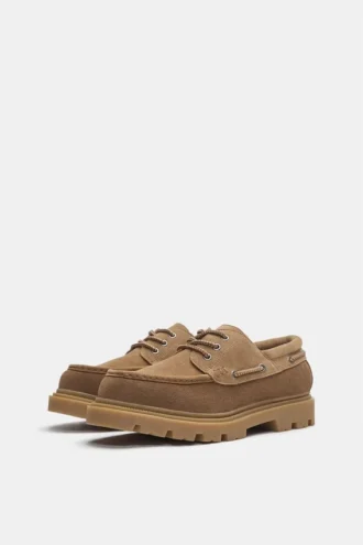 Scarpe da barca in pelle con suola spessa