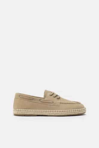 Scarpe da barca in pelle e juta