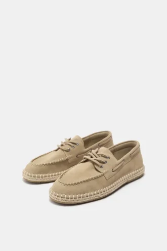 Scarpe da barca in pelle e juta