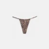 Slip bikini arricciati con stampa leopardata